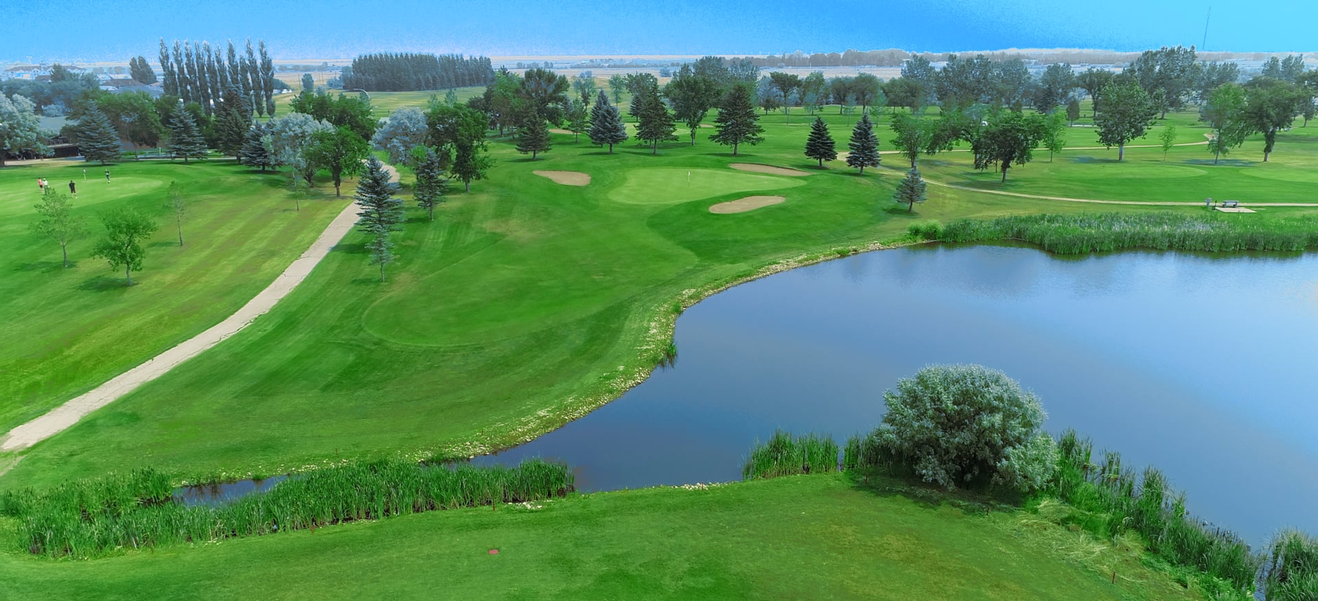 Bird's Eye view of pond on golf course